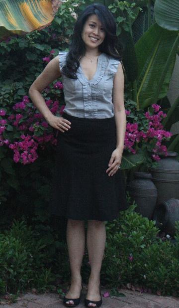 In Pursuit of Pretty Things: (500) Days of Outfits Anthropologie Bits-of-Pearl Blouse by Odille (buy here) H&M A-line Skirt (similar here) Steve Madden peeptoe flats (cute, studded version here)